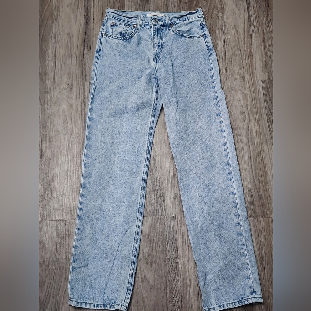 Levis Jeans Womens Size 25 Blue Low Pro Straight Mid Rise Light Wash Denim